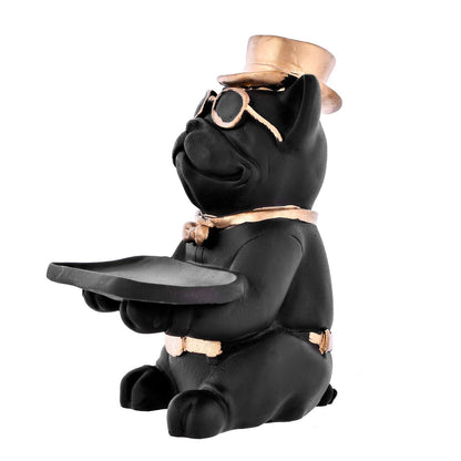 Modern Decor Resin Bulldog Tray Statue