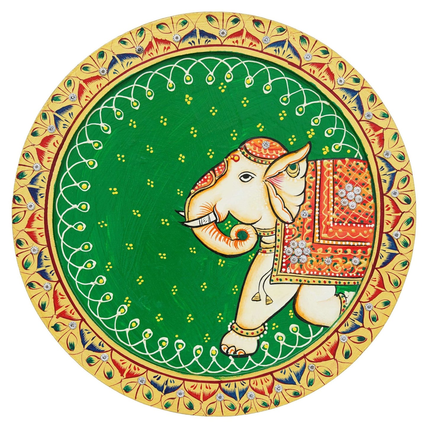 Hand-Painted Pichwai Depicting an Elephant with Floral Motifs