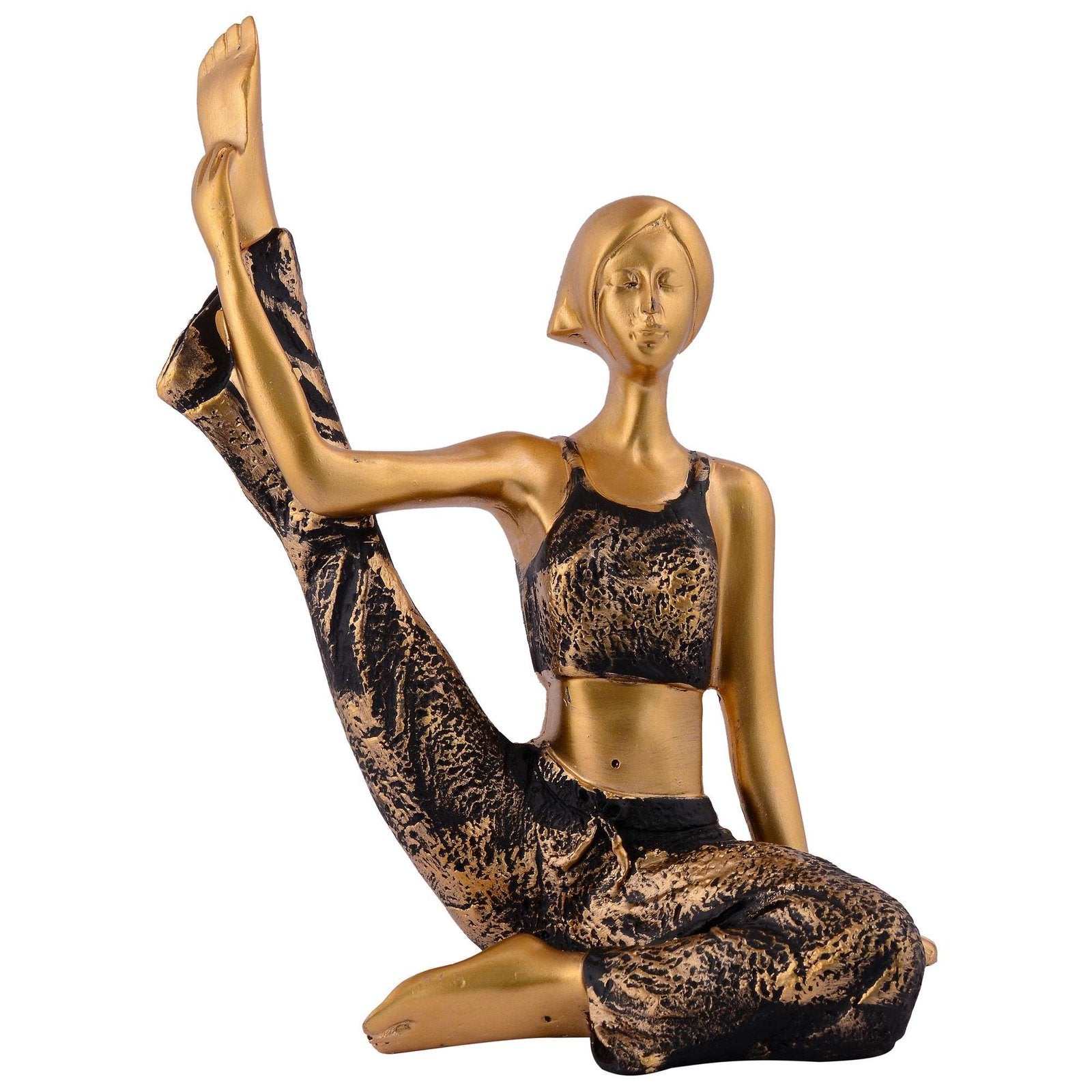 Suitable for home decor Yoga Posture Lady Statue Idol for Home Yoga Statue admirable piece of gift (golden)