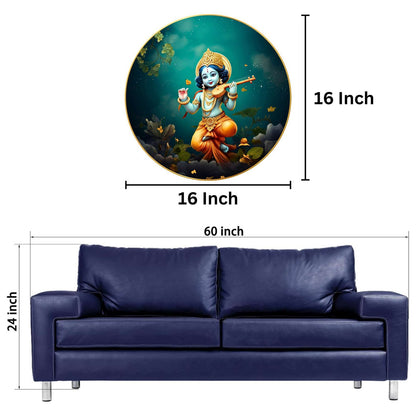 Wall Painting for Wall Decoration with Frame Sparkle Glossy Round Golden Framed Large Painting Office, Living Room, Bedroom, Home Decoration