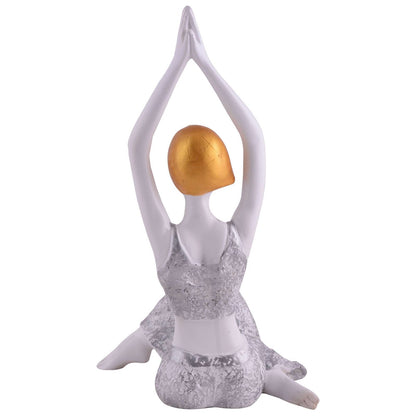 Suitable for home decor Yoga Posture Lady Statue Idol for Home Yoga Statue admirable piece of gift (silver)