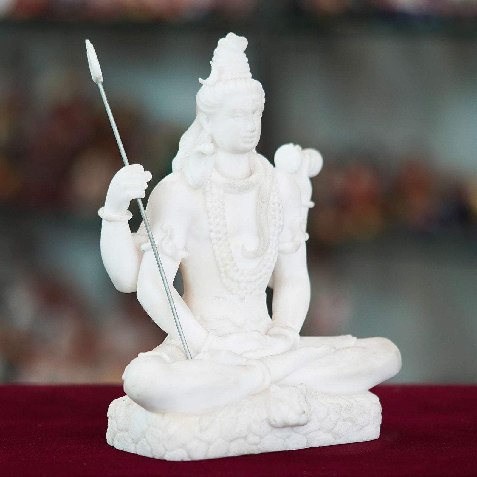 Marble Handmade Mahadev Shivaji Idol For Home Décor Handcrafted Showpiece For Table Décor( 8 INCHES HEIGHT)