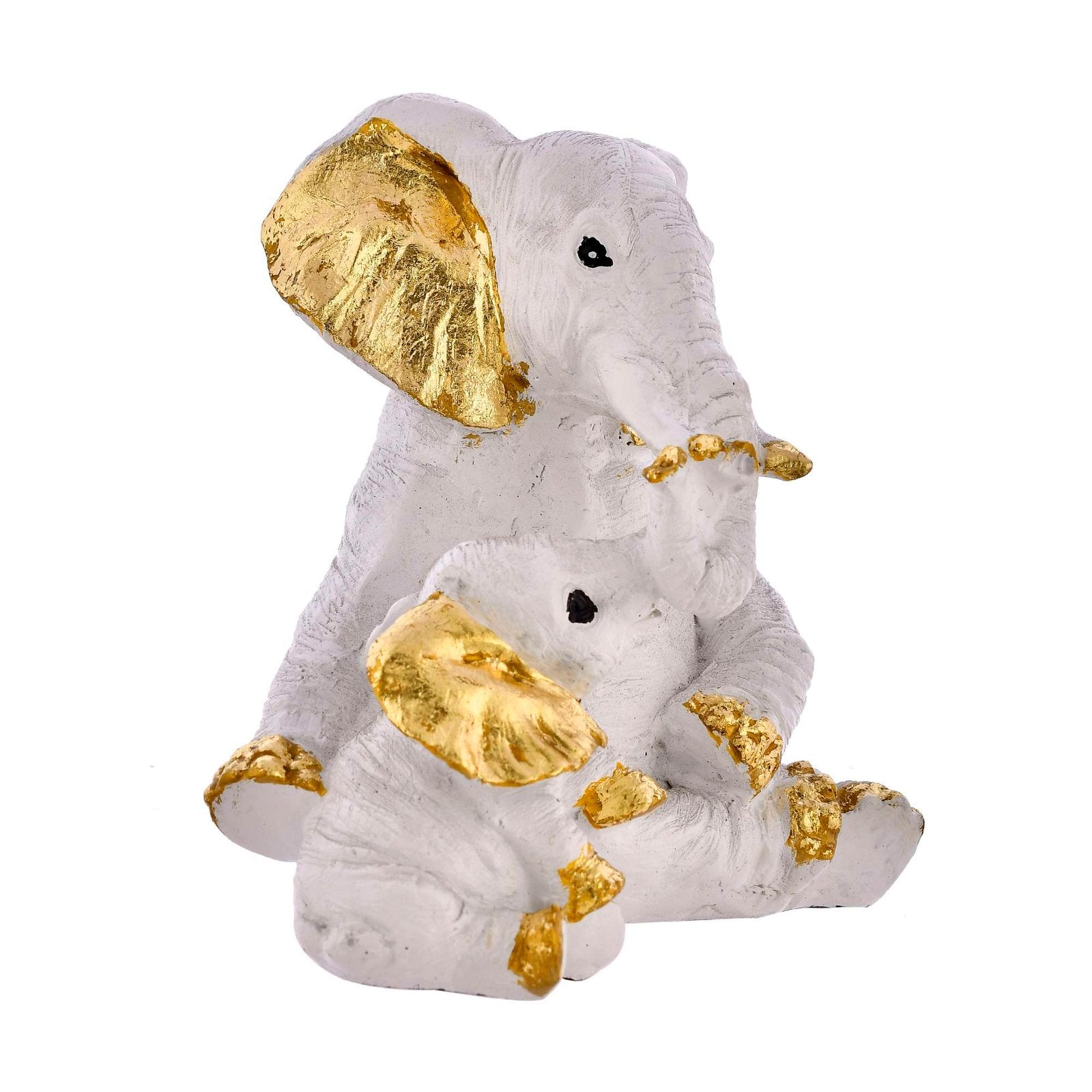 Small Elephant Family Mom and Baby Sculpture