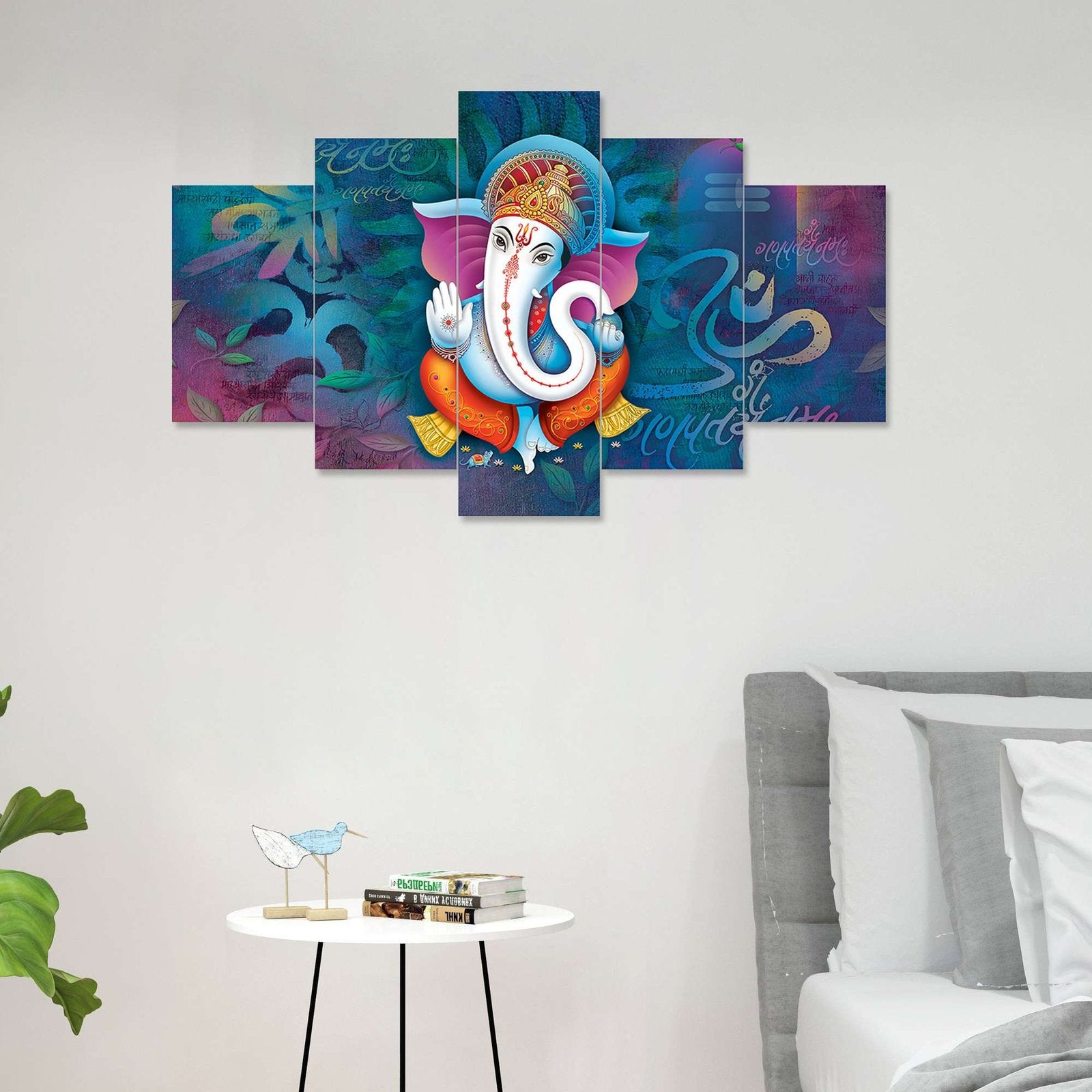 GANESH Set of Five 3D Framed Paintings for Wall Decoration – Ideal for Home, Living Room, and Bedroom (75 x 43 CM)