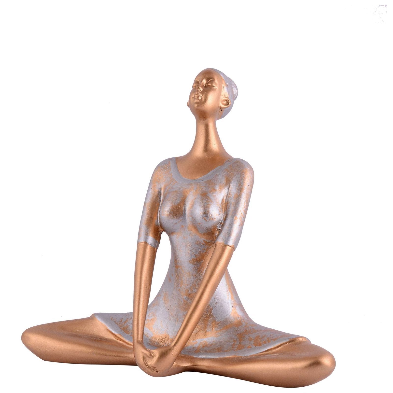 Suitable for home decor Yoga Posture Lady Statue Idol for Home Yoga Statue admirable piece of gift (Golden)