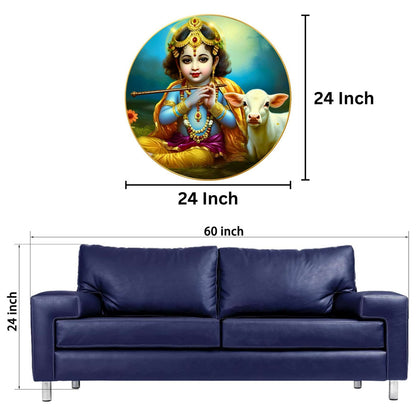 Wall Painting for Wall Decoration with Frame Sparkle Glossy Round Golden Framed Large Painting Office, Living Room, Bedroom, Home Decoration