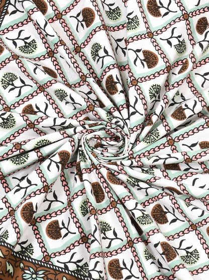 100% Pure Cotton Traditional Printed Bedsheet for Double Bed King Size Bedsheet with 2 Pillow Covers