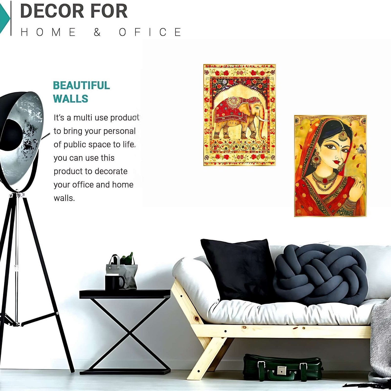 Set of Two Wall Paintings for Wall Dacoration Golden Framed Wall Paintings for Living Room & Bedroom Wall Art for Home Decoration & Office Wall Décor (14×11 inch CH-GD2-11)