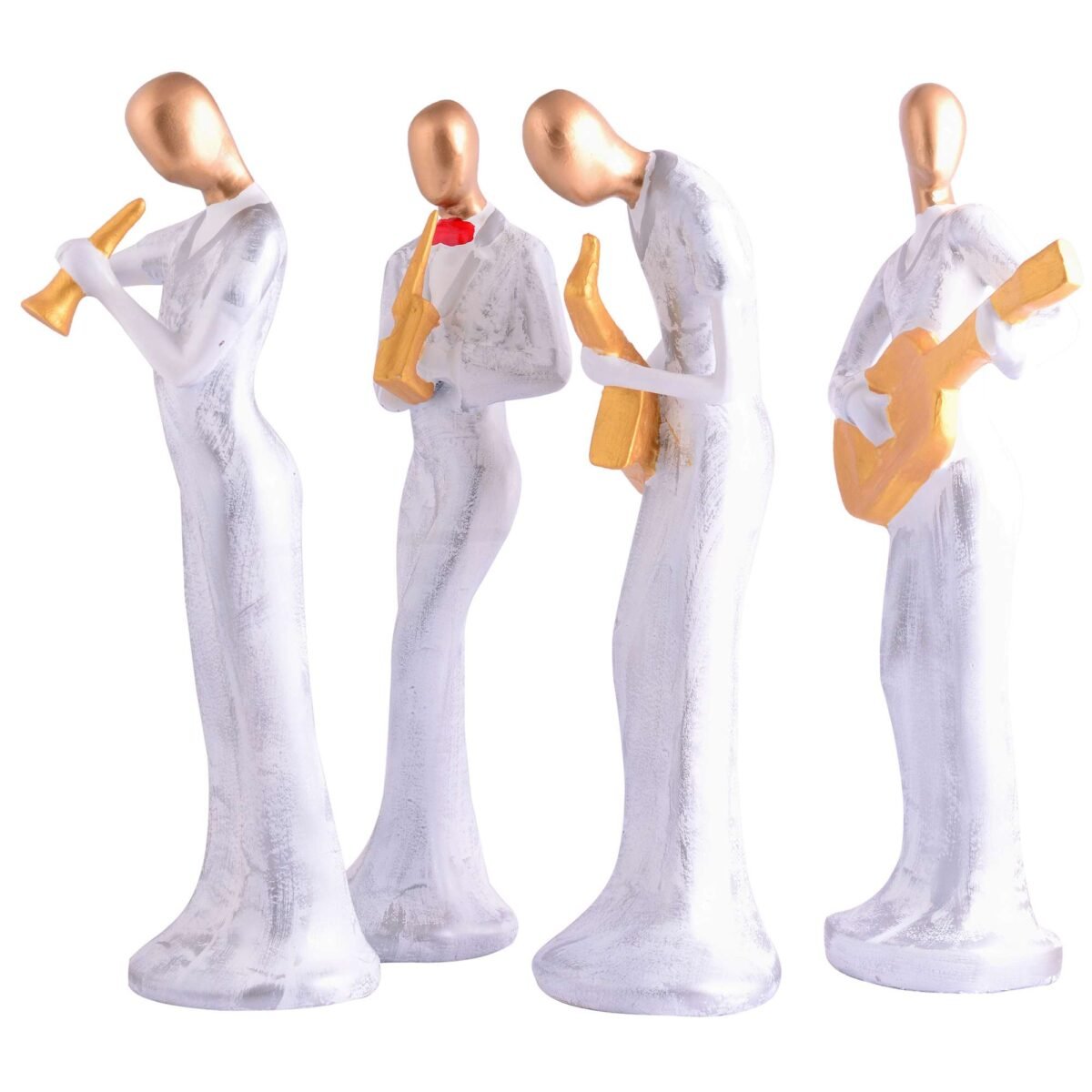 Modern metal musician golden white statue Resin figurine Contemporary art Music decor Metal sculpture, Modern home decor, Musician gift