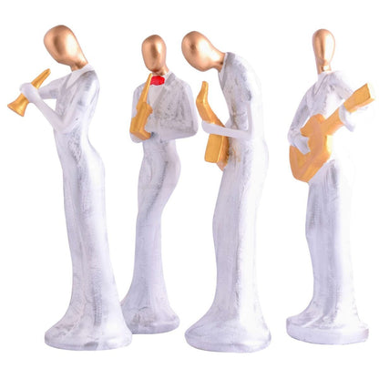 Modern metal musician golden white statue Resin figurine Contemporary art Music decor Metal sculpture, Modern home decor, Musician gift