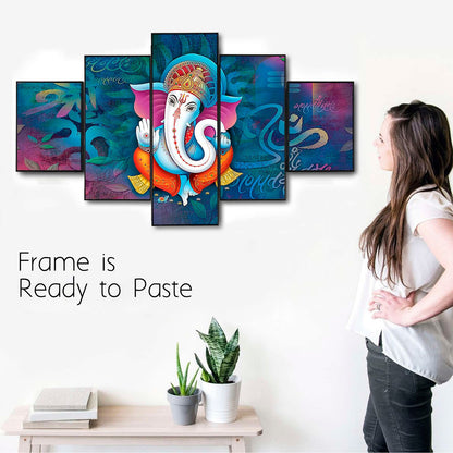 Divine Symphony Multicolor Ganesha Wall Art for Modern Homes Digital Wall Painting