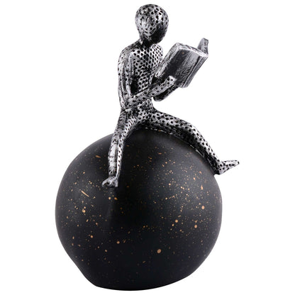 Men Sitting on Ball Showpiece for Home Decor Showpiece, Atlas Sculpture for Office Table Décor multicolour