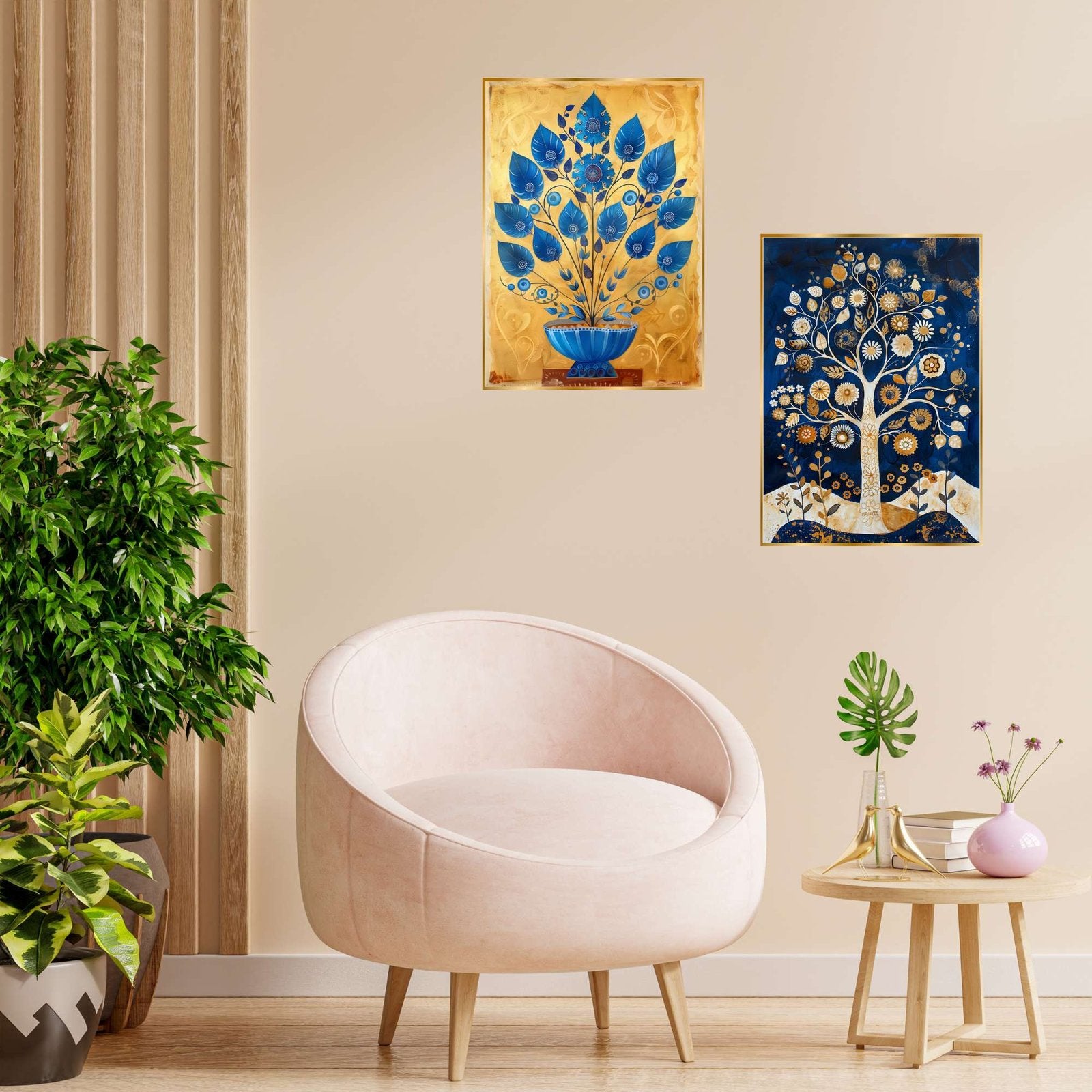 Set of Two Wall Paintings for Wall Dacoration Golden Framed Wall Paintings for Living Room & Bedroom Wall Art for Home Decoration & Office Wall Décor (14×11 inch CH-GD2-10)