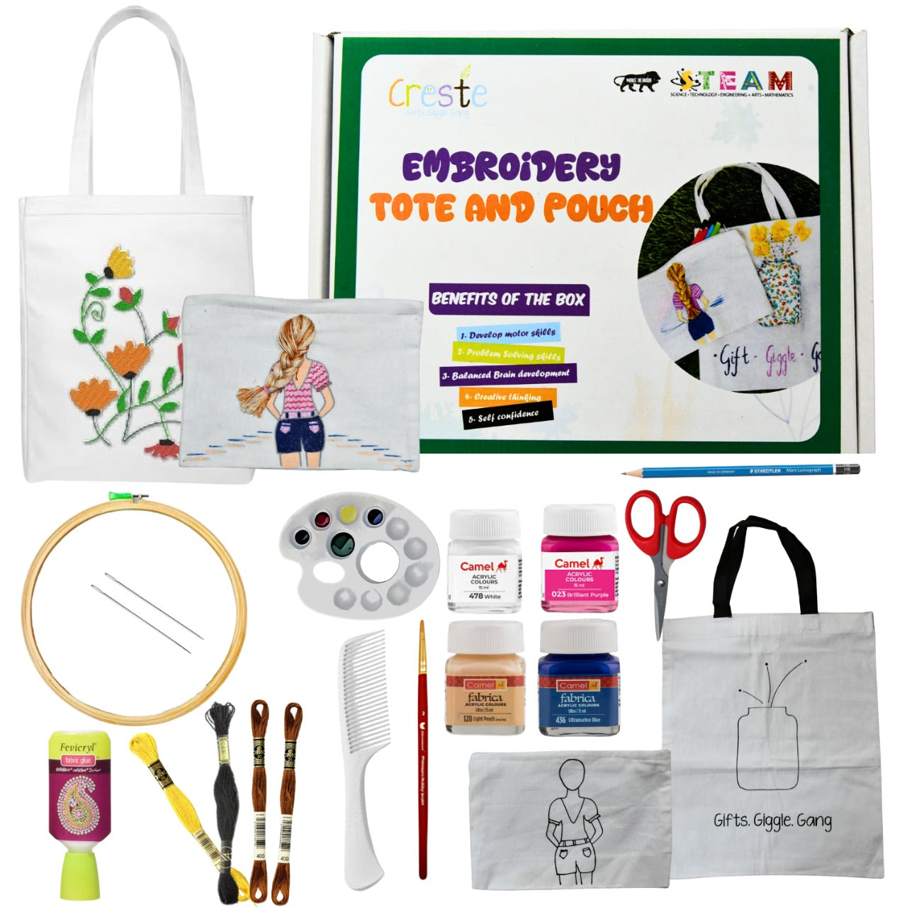DIY Embroidery Tote and Pouch Kit | 12years+