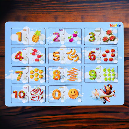 Wooden Knob & Pegged Puzzle - English Numbers for Kids