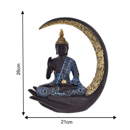 Antique Big Meditating Moon Buddha Statue