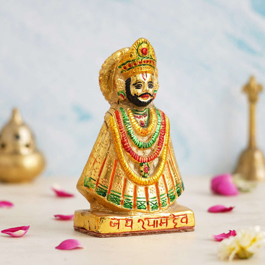 Shree Khatu Shyam Ji Murti Baba Khatu Maharaj Idol Statue Sculpture Pooja Idols – Home D?cor Brass Lord Best Item for Puja and Home, Temple & Office Multicolor