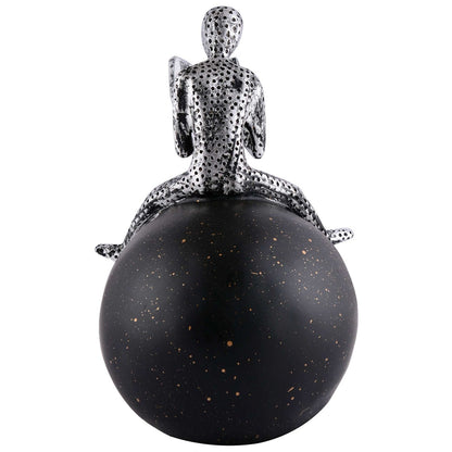 Men Sitting on Ball Showpiece for Home Decor Showpiece, Atlas Sculpture for Office Table Décor multicolour