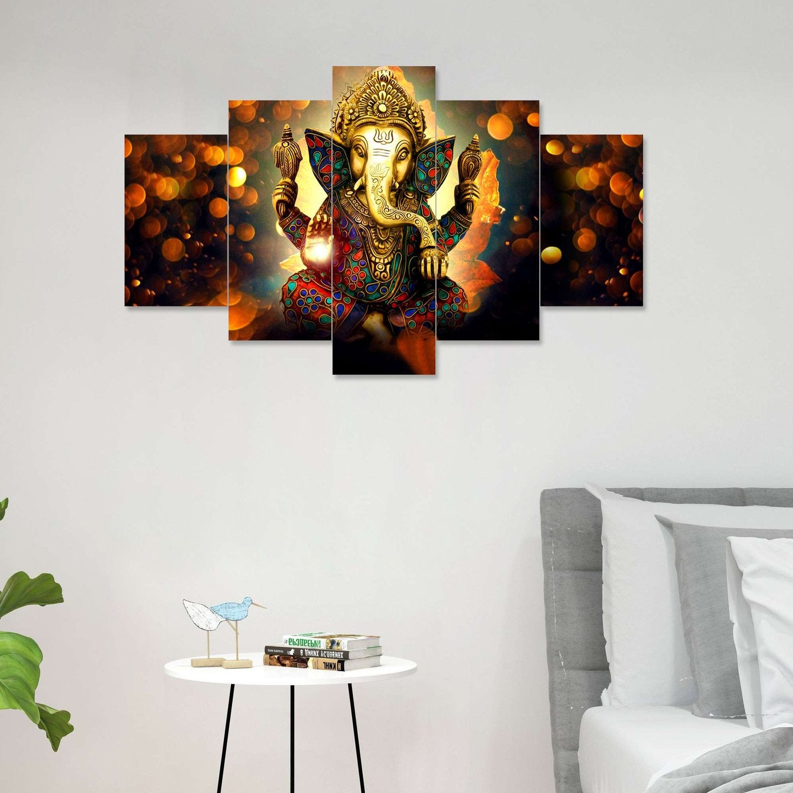 GANESH Set of Five 3D Framed Paintings for Wall Decoration – Ideal for Home, Living Room, and Bedroom (75 x 43 CM)
