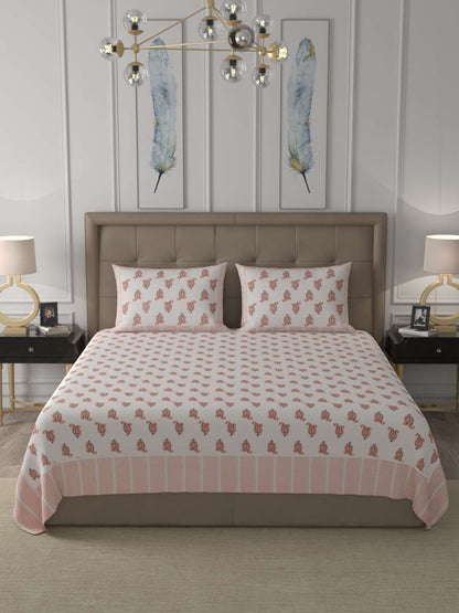 100% Pure Cotton Traditional Printed Bedsheet for Double Bed King Size Bedsheet with 2 Pillow Covers
