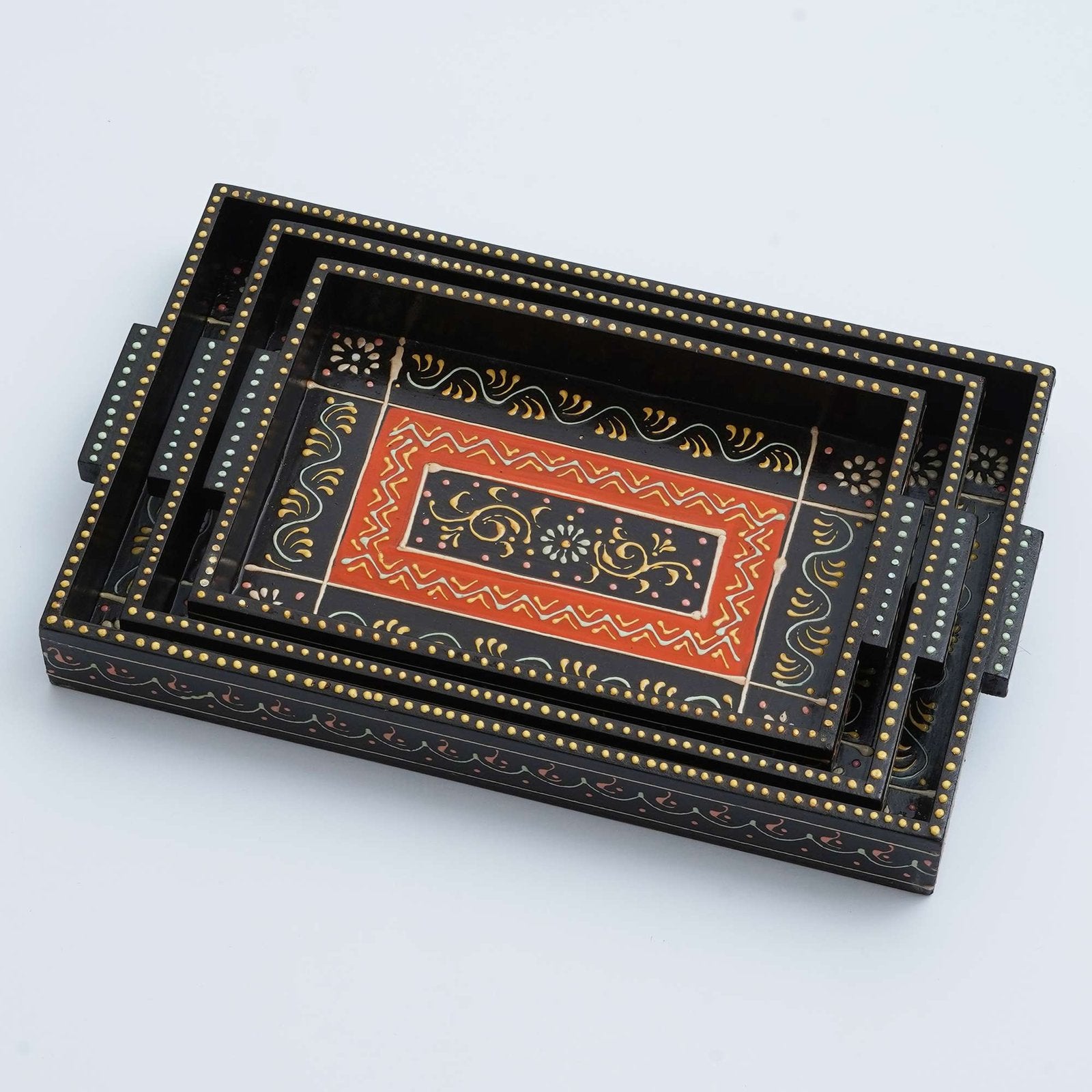 Set of 3 Handcrafted Wooden Trays: Versatile and Elegant Serving Solutions