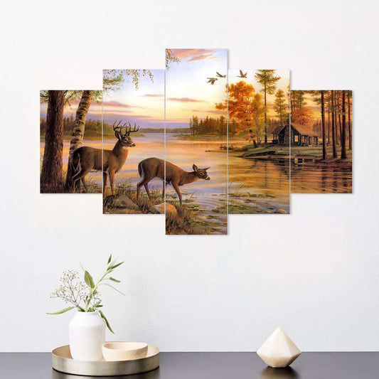 Nature Set of Five 3D Framed Paintings for Wall Decoration – Ideal for Home, Living Room, and Bedroom (75 x 43 CM)