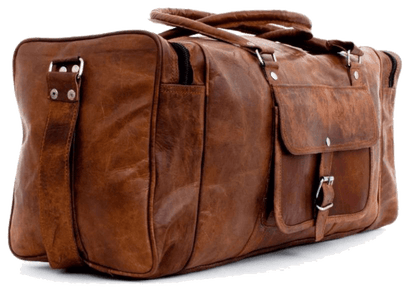 Craftshades – 3 Compartments (Expandable) 24 Inch Handcrafted Duffle Leather Bag (Brown) | 100% Genuine Leather