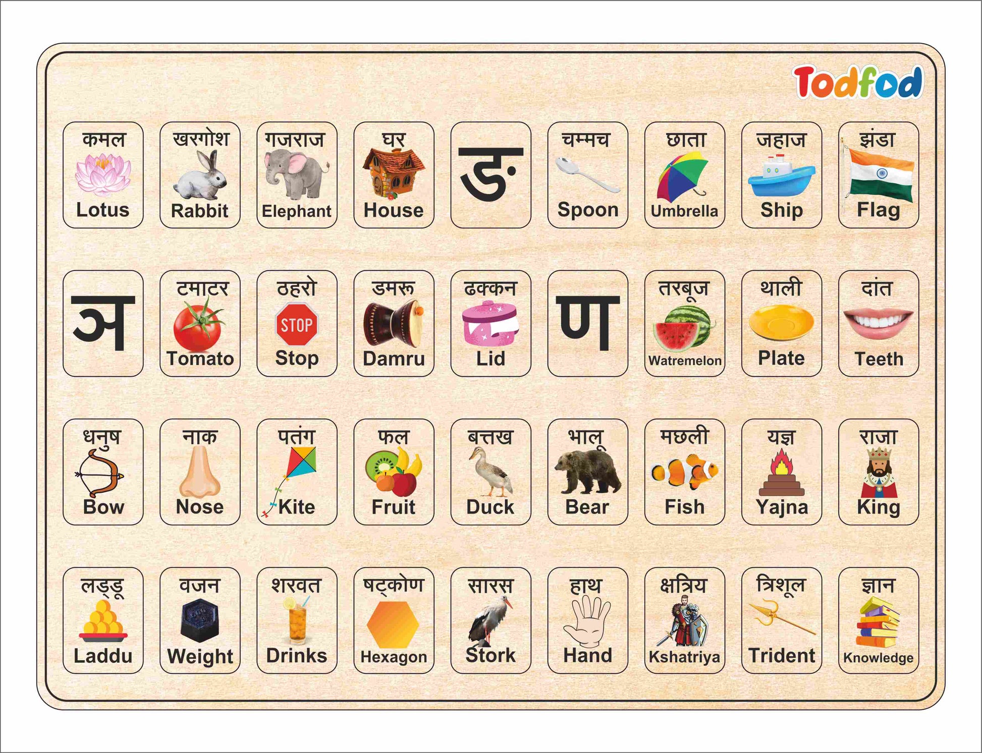 Wooden Hindi Alphabets Puzzle Toy for Kids