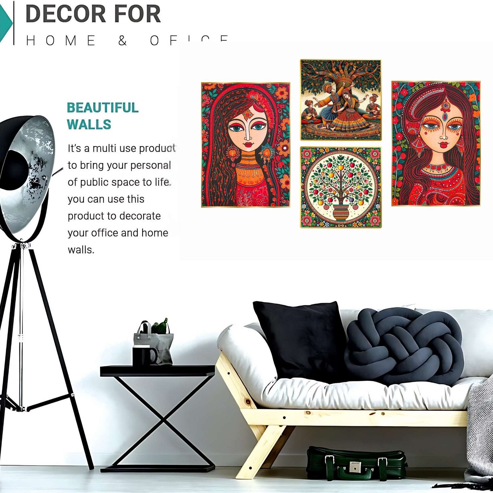 Set of Four Wall Paintings for Wall Dacoration Golden Framed Wall Paintings for Living Room & Bedroom Wall Art for Home Decoration & Office Wall Décor (13×10 inch CH-GD4-12)