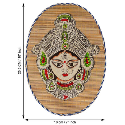 Oval Shaped Design Bamboo Hand Crafted Wall Hangings Of Durga Maa For Home D?cor | Bamboo Art For Wall Decor