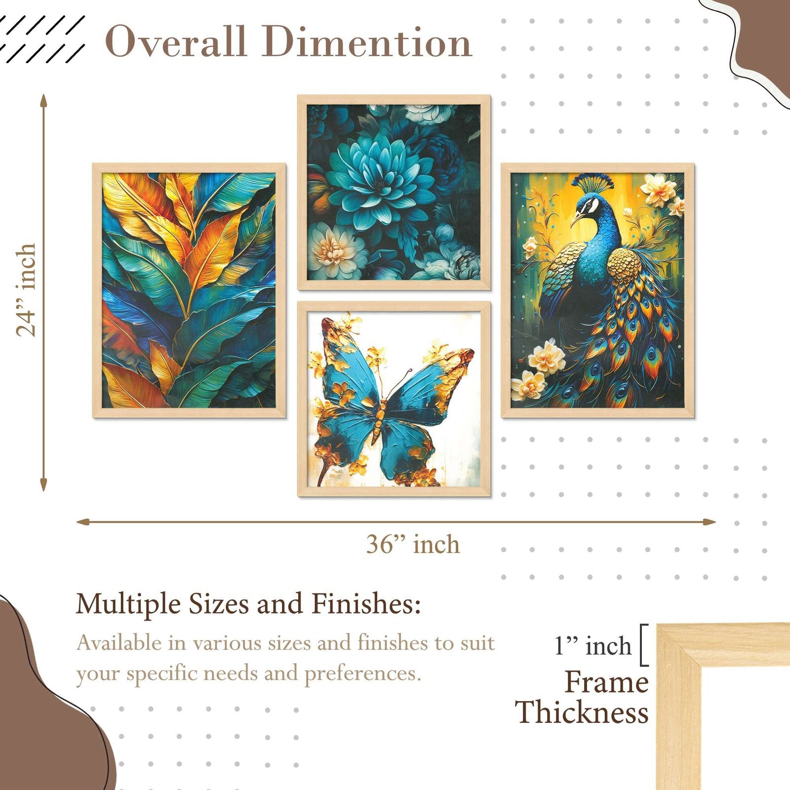 SET OF 4 DIGITAL WALL PAINTING