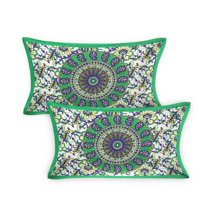 100% Pure Cotton Traditional Printed Bedsheet for Double Bed King Size Bedsheet with 2 Pillow Covers