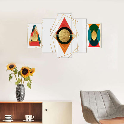 Modren Art Set of Five 3D Framed Paintings for Wall Decoration – Ideal for Home, Living Room, and Bedroom (75 x 43 CM)