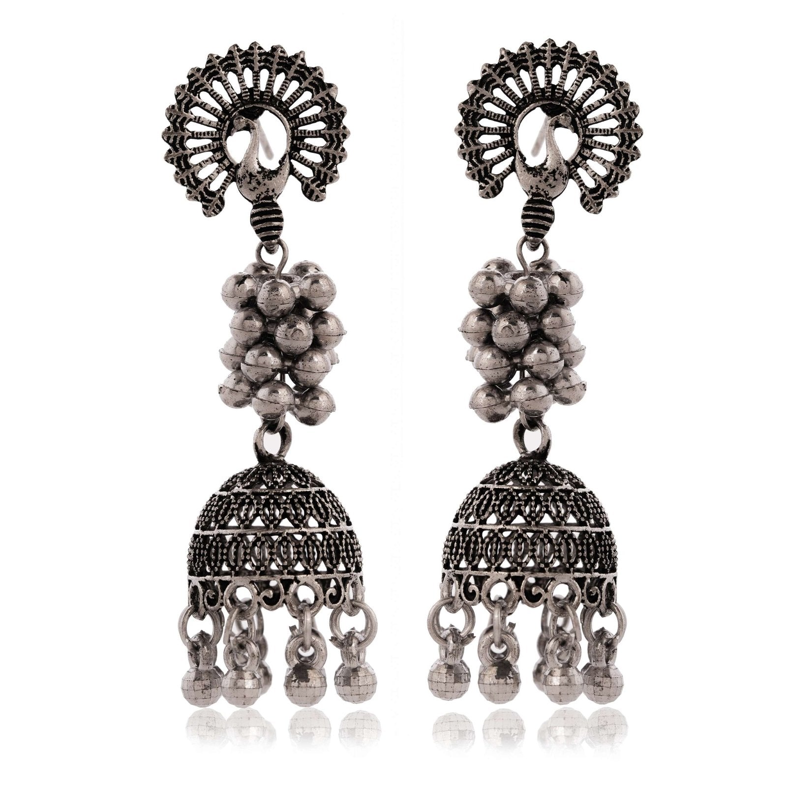 Women’s Indian Bollywood Stylish AZ838-OXidised Earrings Traditional Ethnic Jhumka/Jhumki Earrings for Women Unique Design -AZ838-OX-ER7