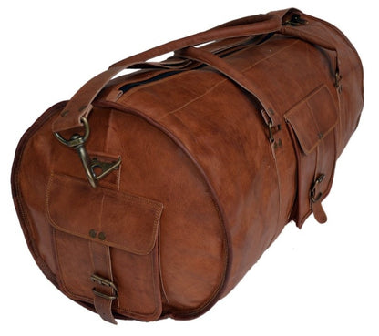 Craftshades – 20 Inch Handcrafted Curved Duffle Goat Leather Bag | 100 Genuine Leather