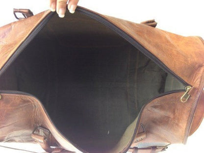 Craftshades – 20 Inch Handcrafted Curved Duffle Goat Leather Bag | 100 Genuine Leather