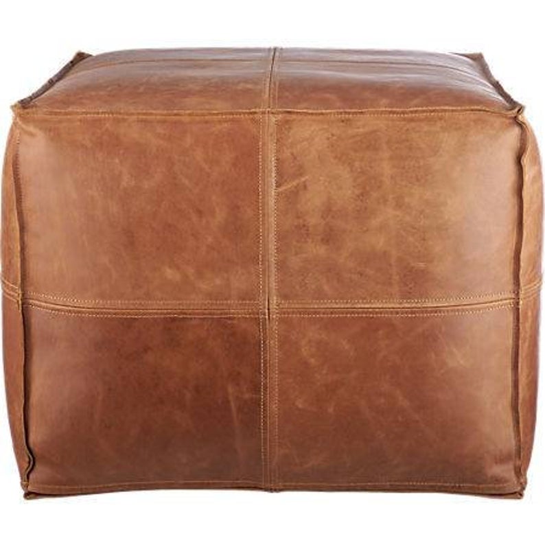 Leather moroccan pouf ottoman for Home by CraftShades