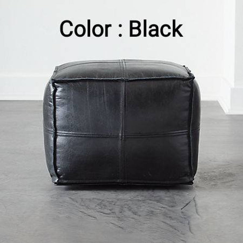 Leather moroccan pouf ottoman for Home by CraftShades