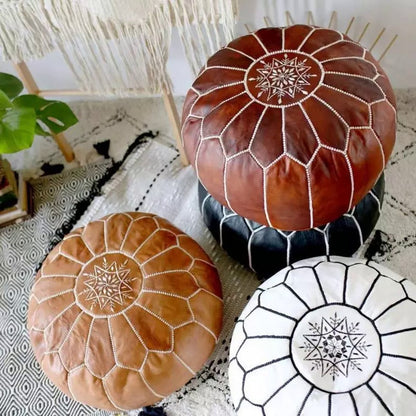 Leather moroccan pouf ottoman for Home by CraftShades