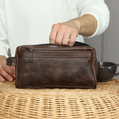 Brown Mens Toiletry Bag, Kit, Custom Wedding Gift, Leather Travel Case, Leather Toiletry Bag, Monogram Dopp Kit, Gifts for Husband