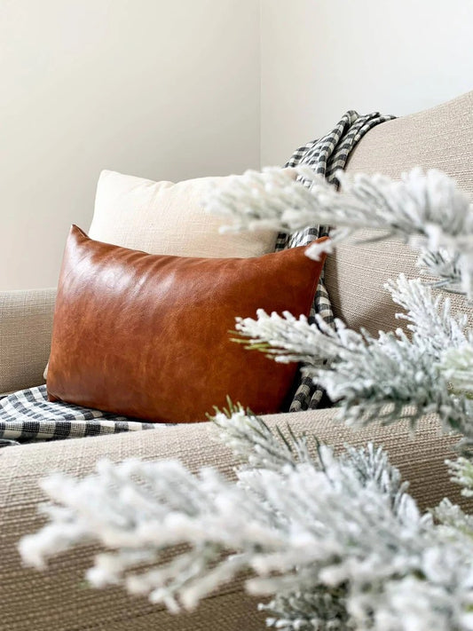 leather Tan sofa Cushion cover