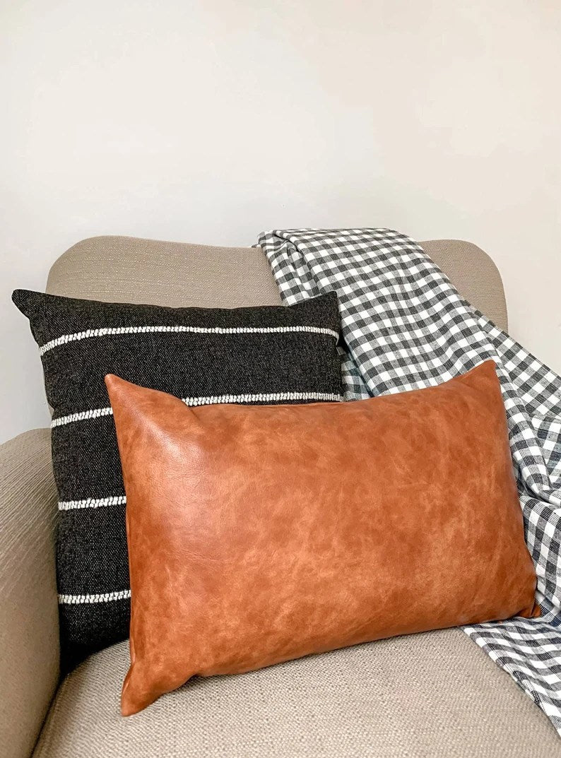 100% Goat Leather 3 Pillow Cover – Sofa Cushion Case