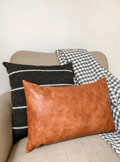 100% Goat Leather 3 Pillow Cover – Sofa Cushion Case