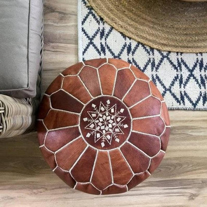 Leather moroccan pouf ottoman for Home by CraftShades