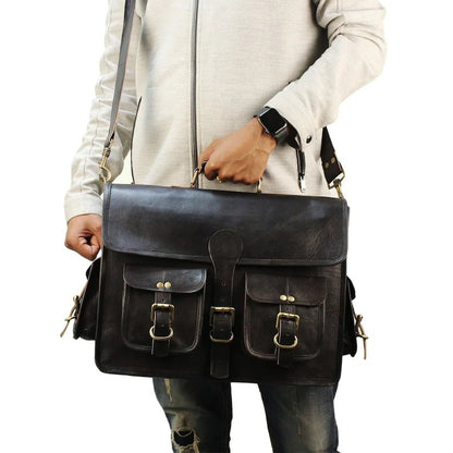Craftshades – 11*15 Inch 4 Pockets Handcrafted Leather Bag| 100% Genuine Leather