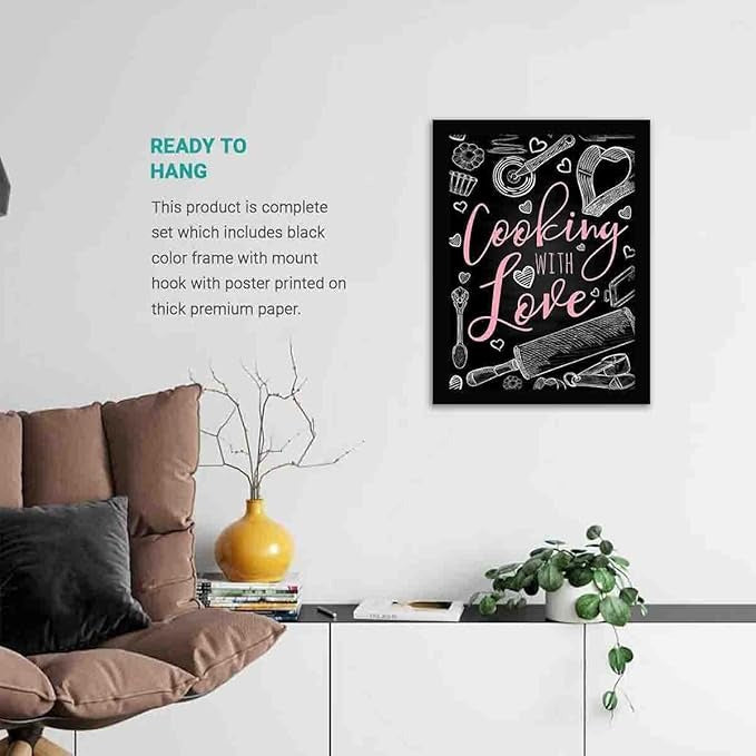 Kotart Cooking Love Quotes Wall Frame for Restaurant Kitchen Framed Kitchen Poster