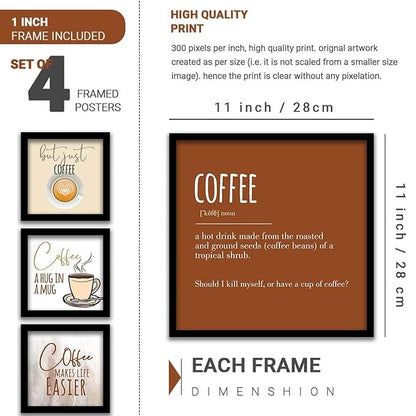 Kotart Coffee Quotes Frames for Restaurant Cafe Wall Decor Set of 4