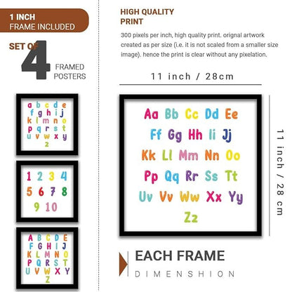 Kotart Educational Alphabets Frames for Kids Room Wall Decor Set of 4