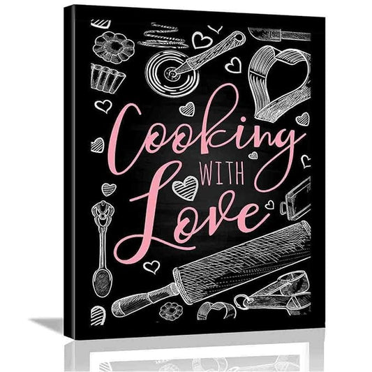 Kotart Cooking Love Quotes Wall Frame for Restaurant Kitchen Framed Kitchen Poster