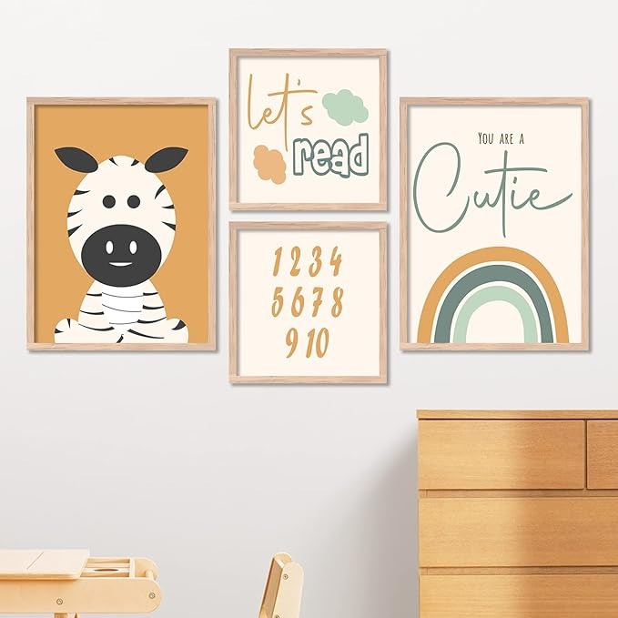 Kotart Home Dacor Painting Decorative Modern Wall Art poster With Frame Digital Reprint Engineered Wood Set of 4 Art2